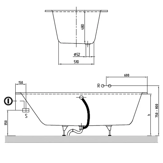 UBQ 199 OBE 2V-01 OBERON Duo Ванна 190x90, с ножками, белая, материал кварил Quaryl®