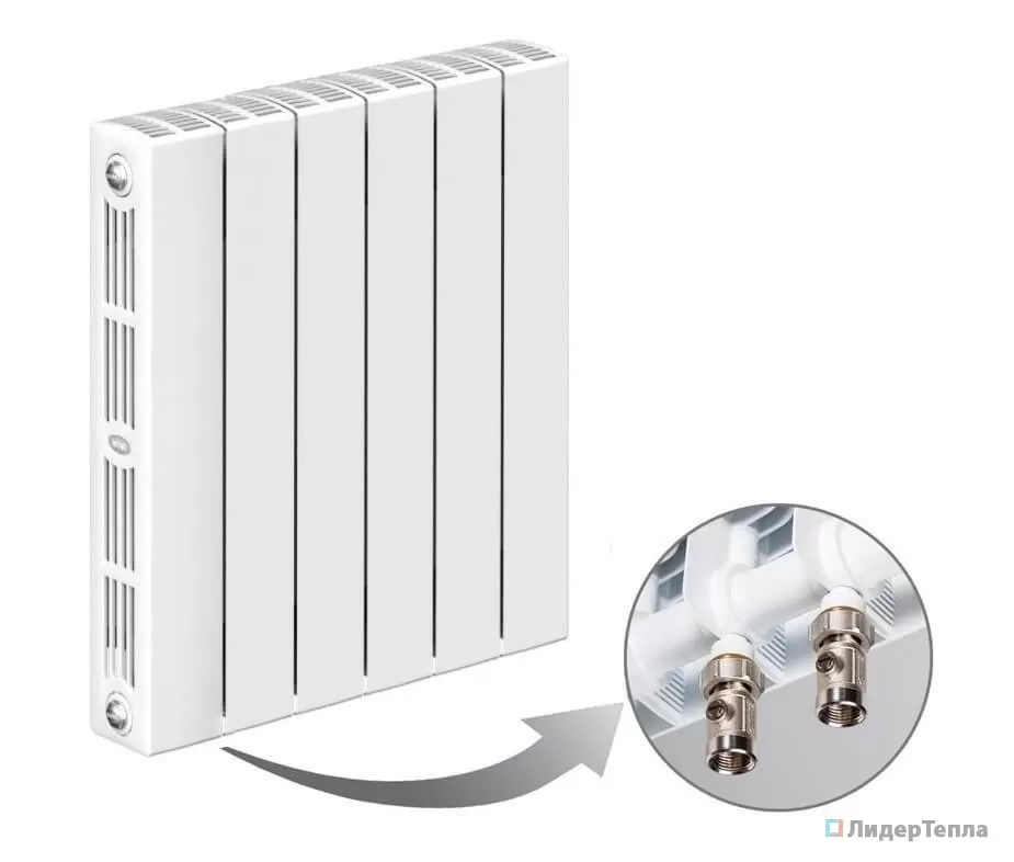Биметаллический радиатор Rifar Supremo Ventil 350, 10 секций, с нижним правым подключением