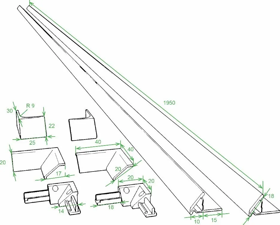 Бордюр декоративный для ванн и поддонов, 195см /белый глянцевый/ (проф.2шт+соед.угол 2шт+декор.накл.угол 2шт+торц.декор.накл.L+R) комплект