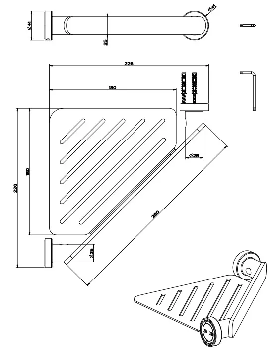 38861-299 EMPORIO угловая полка, матовый черный