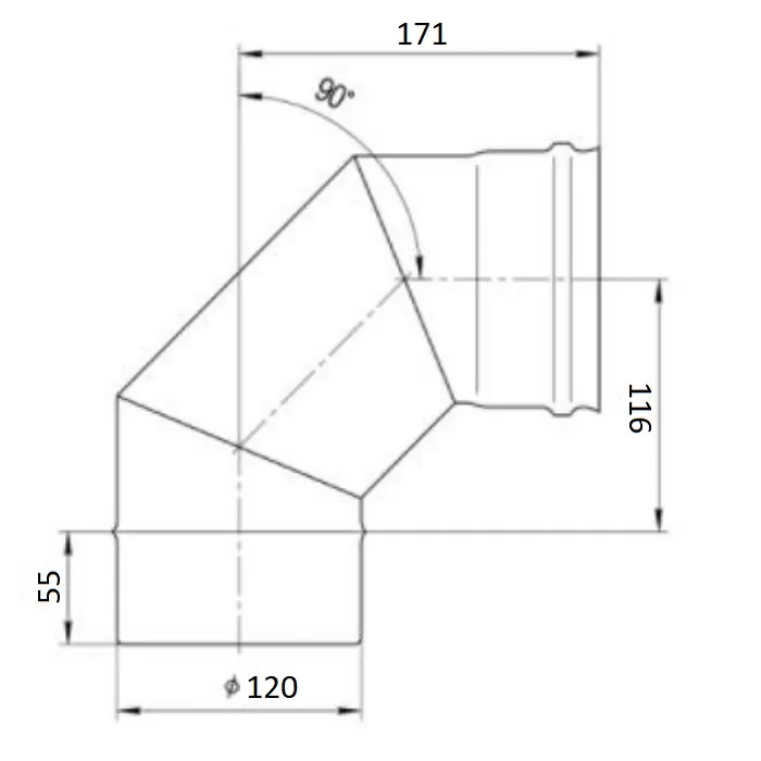 Колено угол 90° Ferrum (430/0,5 мм) Ф120