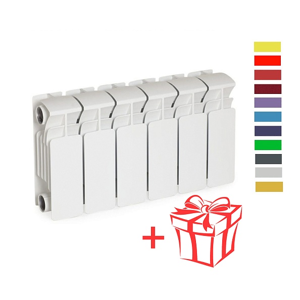 Радиатор биметаллический Rifar Base 200, 6 секций, боковое подключение