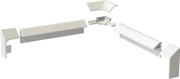 Бордюр декоративный для ванн и поддонов, 195см /белый глянцевый/ (проф.2шт+соед.угол 2шт+декор.накл.угол 2шт+торц.декор.накл.L+R) комплект